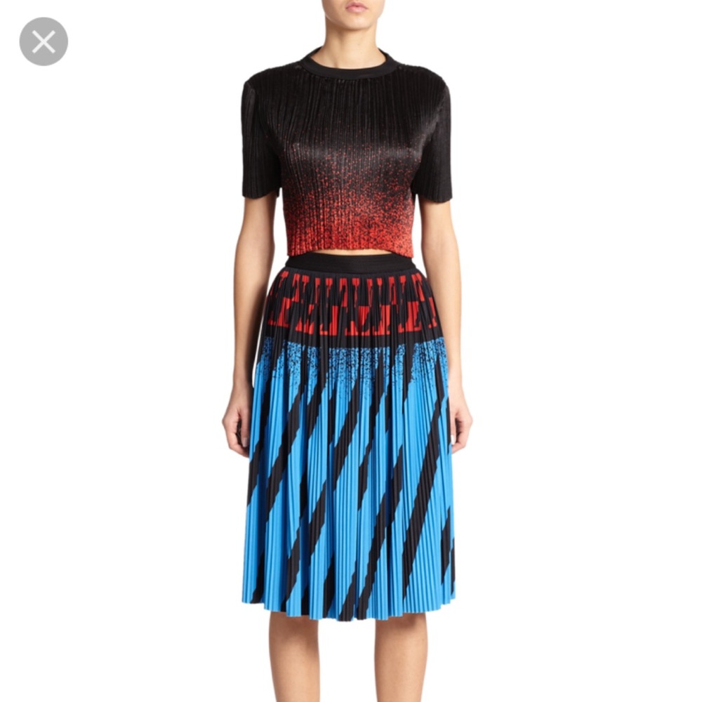ALEXANDER WANG plisse pleated skirt blue red midi